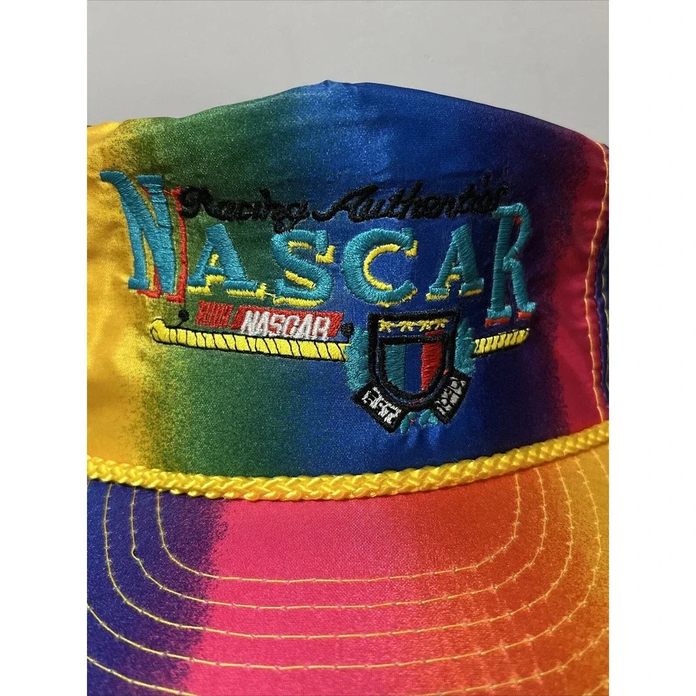 VTG 80s/90s NASCAR Racing Authentics Corded Rainbow/Tie Dye Hat OTTO‎ RARE